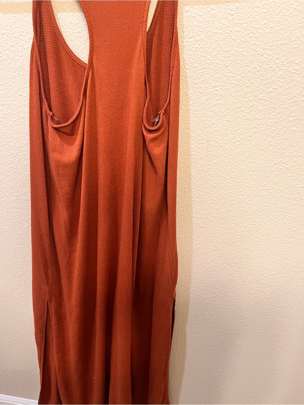 Rust Ribbed Racerback Tank Dress - Picture 4 of 5